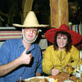 Steve and Sam with comedy hats, Pedros and Daffodils, Norwich and Billingford, Norfolk - 20th April 1991