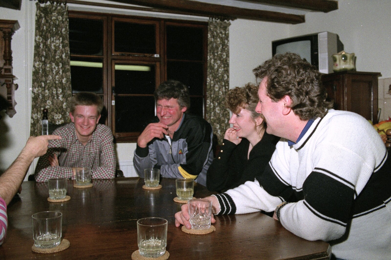 Scrumpy cider is drunk around the table from A Little Clacton Party and the Polling Caravan, Stuston, Suffolk - 4th May 1991