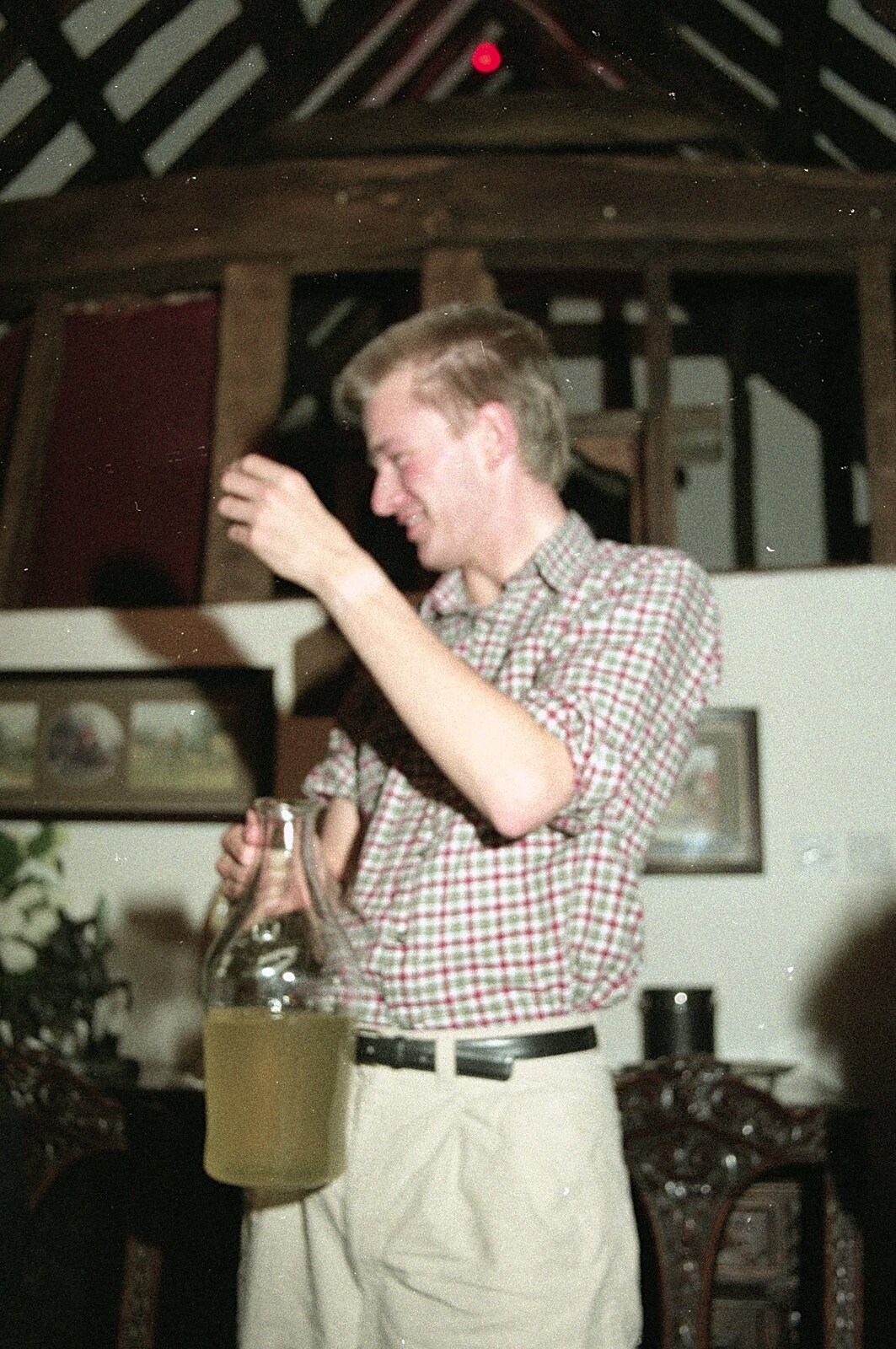 Nosher's got a whole flagon of cider from A Little Clacton Party and the Polling Caravan, Stuston, Suffolk - 4th May 1991
