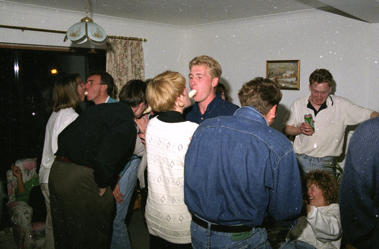 A Party in Clacton and the Stuston Polling Caravan, Suffolk and Essex - 4th May 1991: Bananas ar passed around