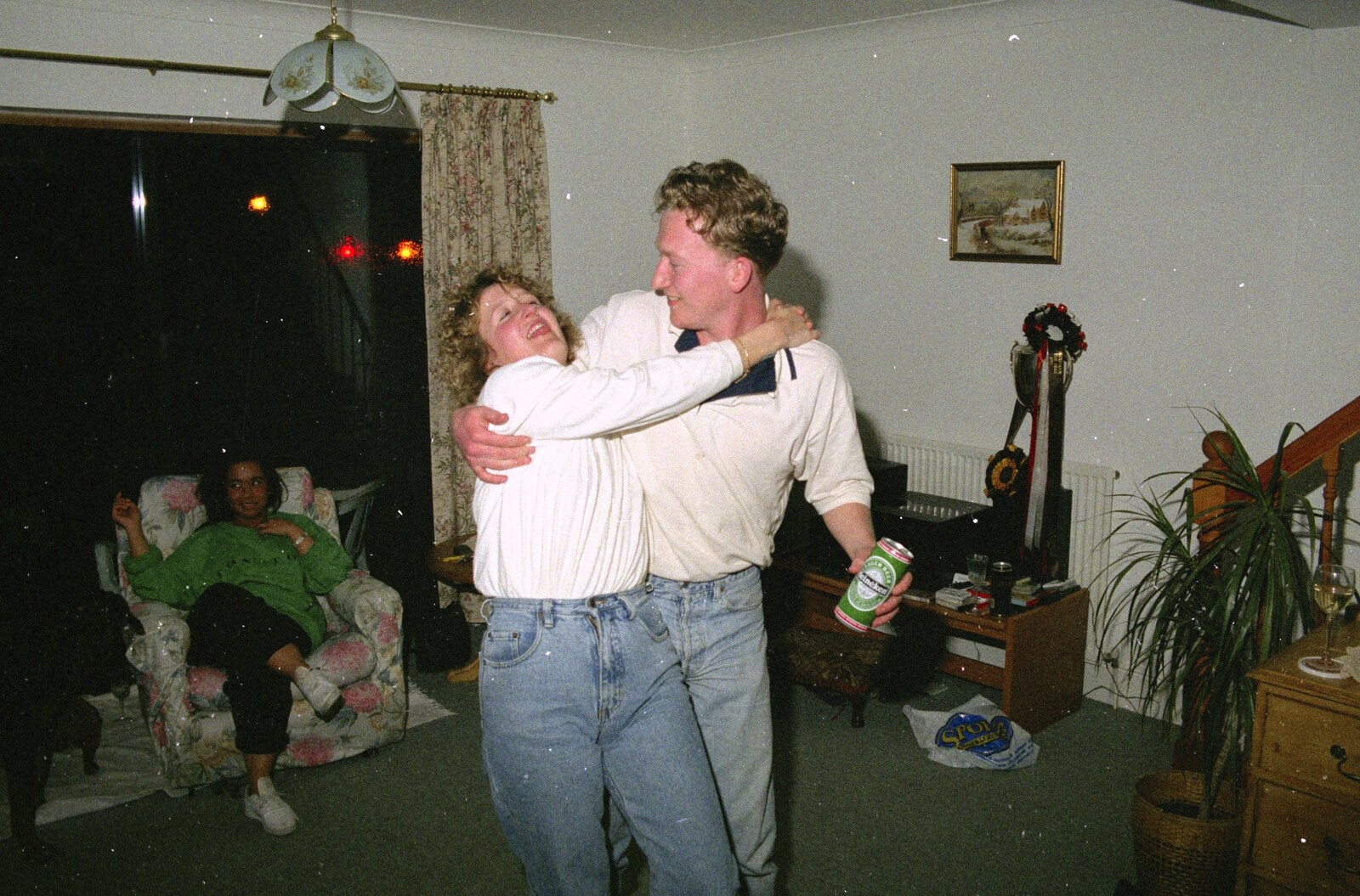 A Party in Clacton and the Stuston Polling Caravan, Suffolk and Essex - 4th May 1991: Beer-can dancing