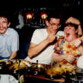 Trotsky, Dobbs and Kate in an Indian restaurant in Plymouth