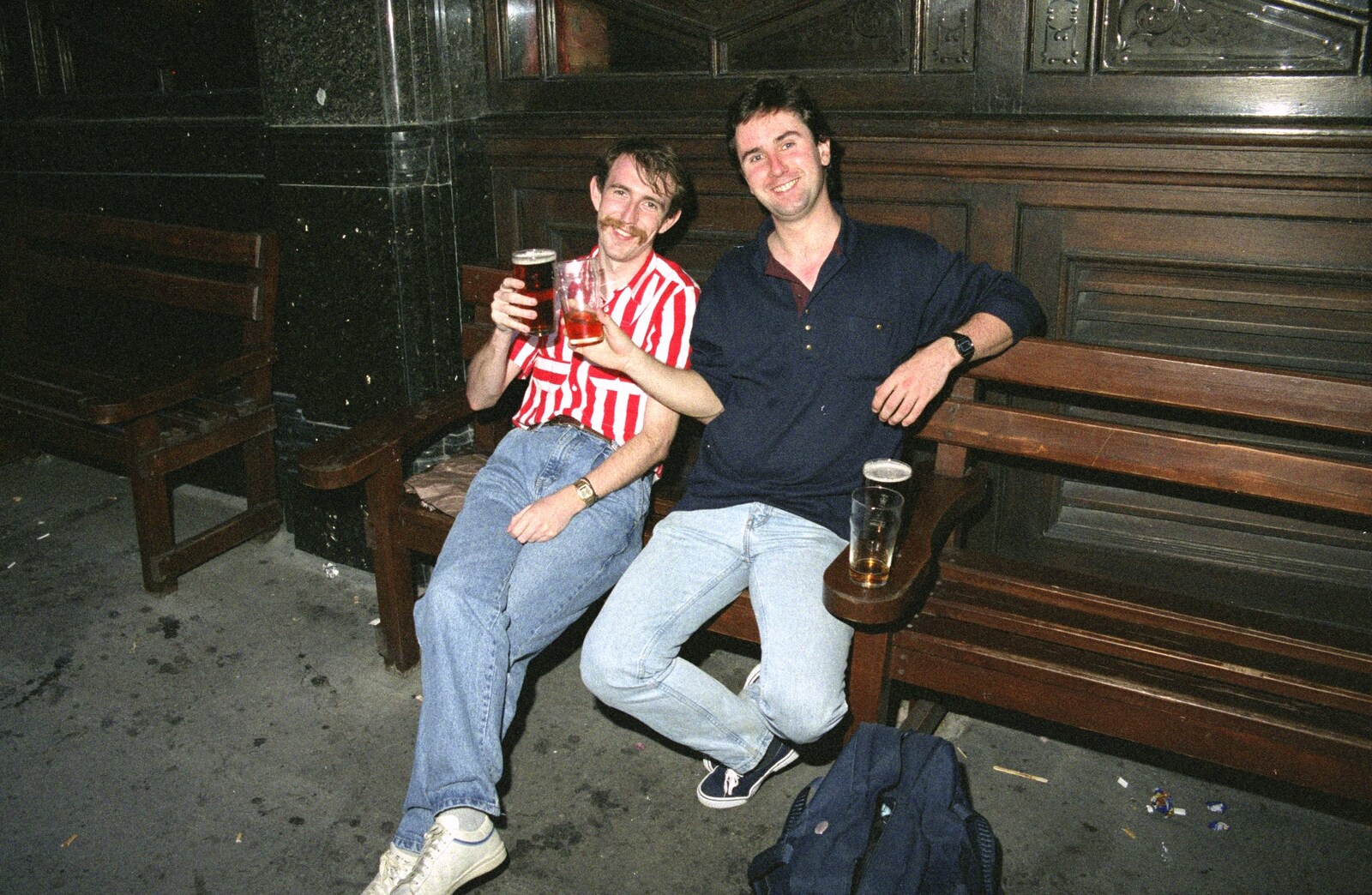Dave and Riki have a beer from Riki and Dave in Chinatown, and Racing Hovercraft, London and Suffolk - 12th June 1991