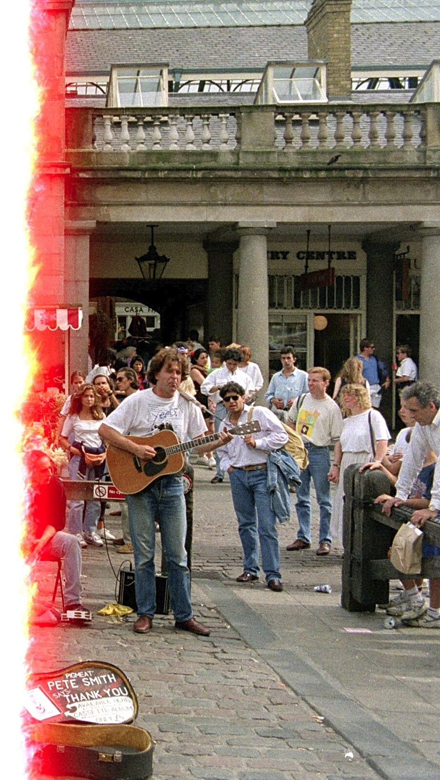 Pete Smith the busker does his thing in Covent Garden from Riki and Dave in Chinatown, and Racing Hovercraft, London and Suffolk - 12th June 1991