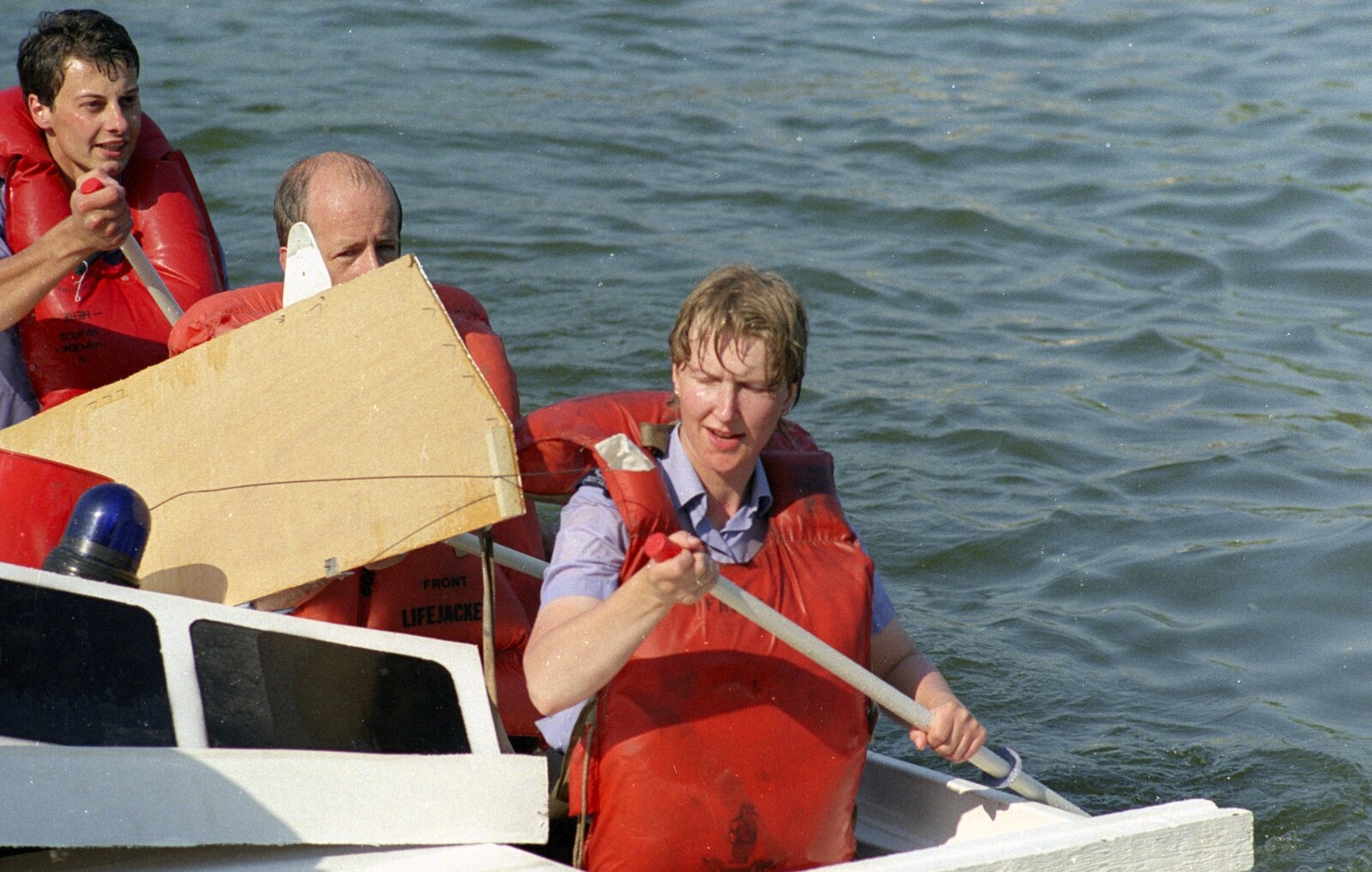 Jan looks a little wet from The Diss Raft Race, Diss Mere, Norfolk - 6th July 1991
