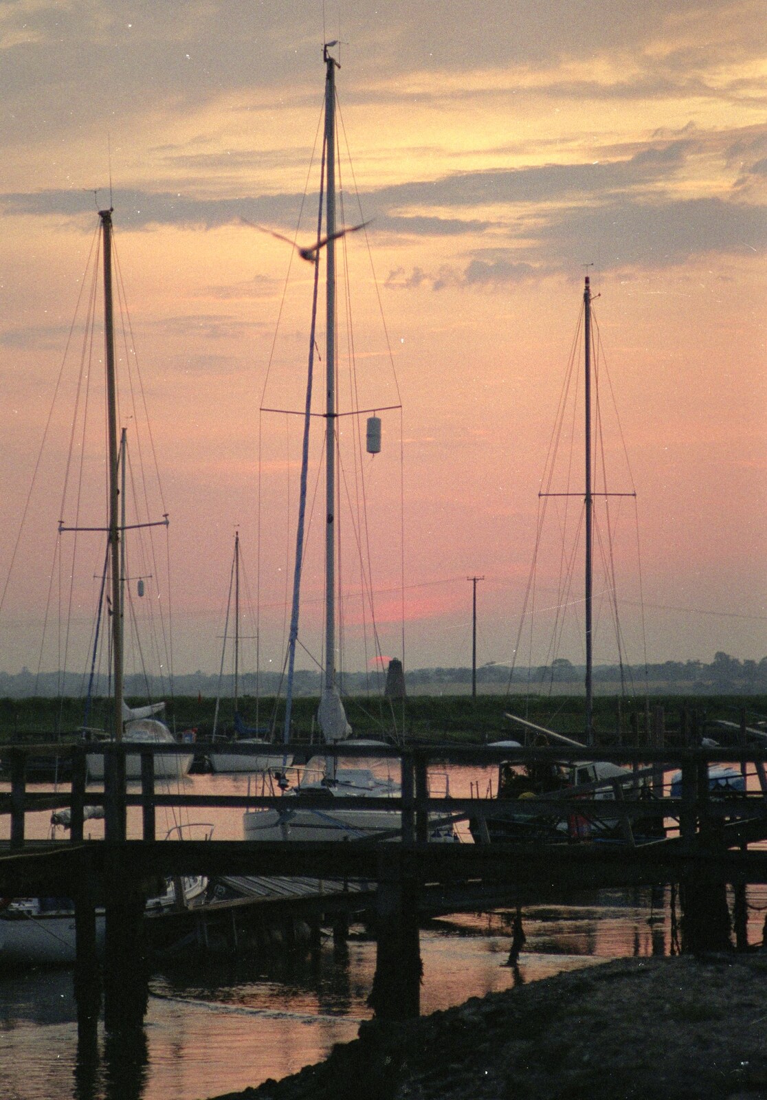 Boats on the river Blyth at sunset, Southwold  from The Diss Raft Race, Diss Mere, Norfolk - 6th July 1991