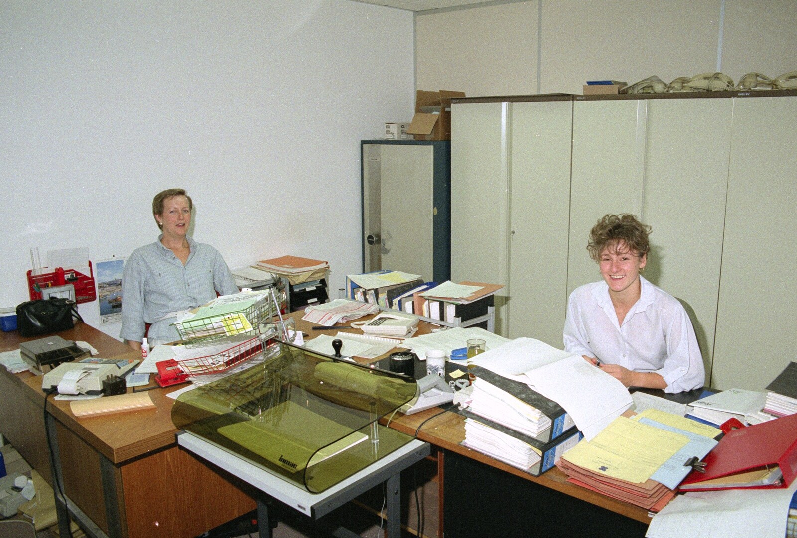 Kim and Tanya in the office from Nosher Leaves BPCC Business Magazines, Colchester, Essex - 18th July 1991