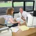 Another of the office dudes leans over, Nosher Leaves BPCC Business Magazines, Colchester, Essex - 18th July 1991