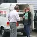 The sandwich girl points, Nosher Leaves BPCC Business Magazines, Colchester, Essex - 18th July 1991