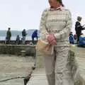 Mother walks along a breakwater/pier, Plymouth and The Chapel, Hoo Meavy, Devon - 25th July 1991