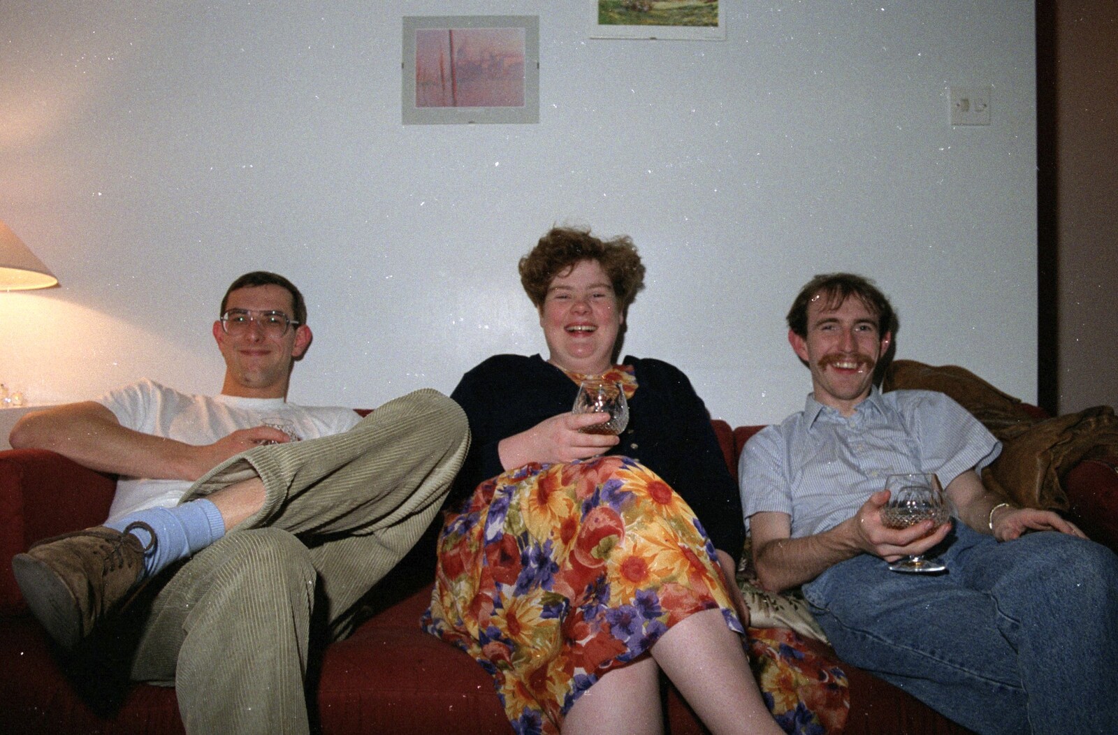 Andy, Kate and Dave in the Mutton Cove flat from Plymouth and The Chapel, Hoo Meavy, Devon - 25th July 1991