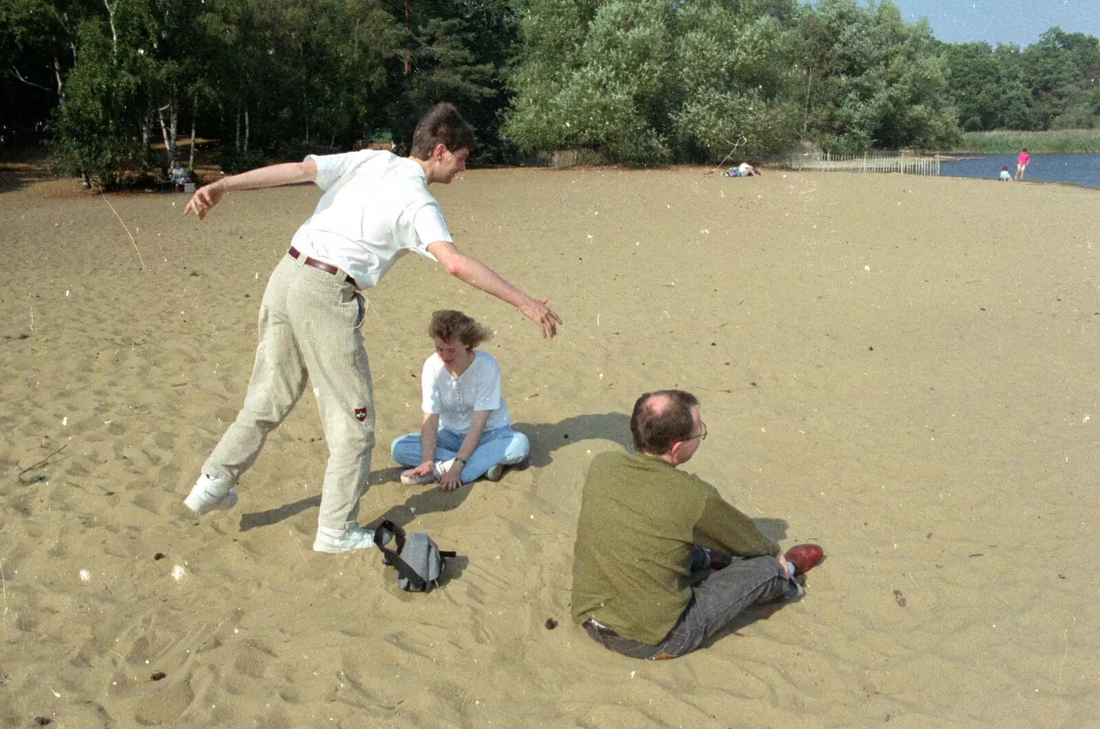 Sean messes about on a 'beach', from Printec at Thwaite Buck's Head, and a Trip to Farnborough, Suffolk and Hampshire - 19th August 1991