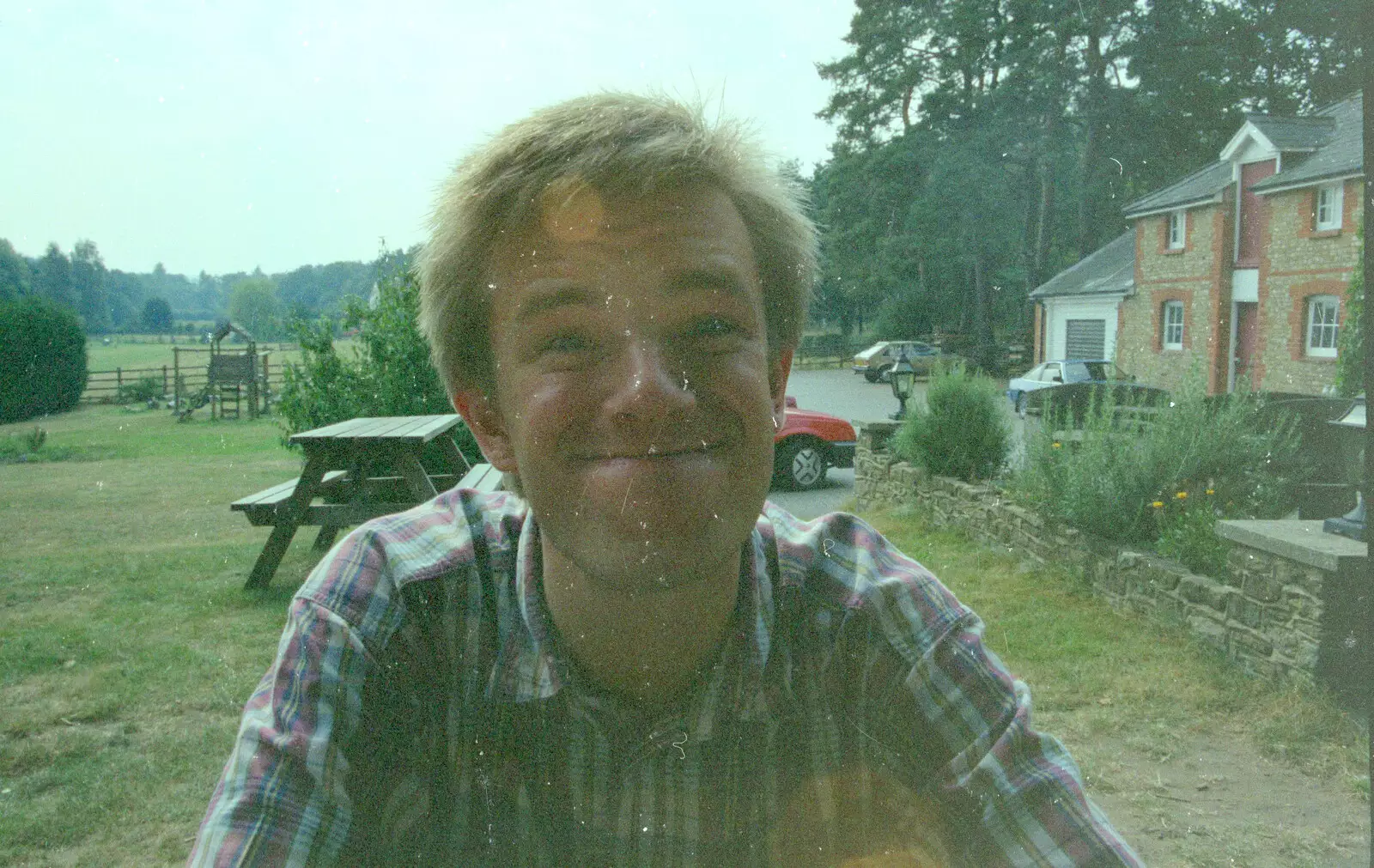 Nosher gurns for the camera, from Printec at Thwaite Buck's Head, and a Trip to Farnborough, Suffolk and Hampshire - 19th August 1991