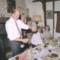 John Chapman uncorks a bottle of fizz, Nosher's Dinner Party, Stuston, Suffolk - 14th September 1991
