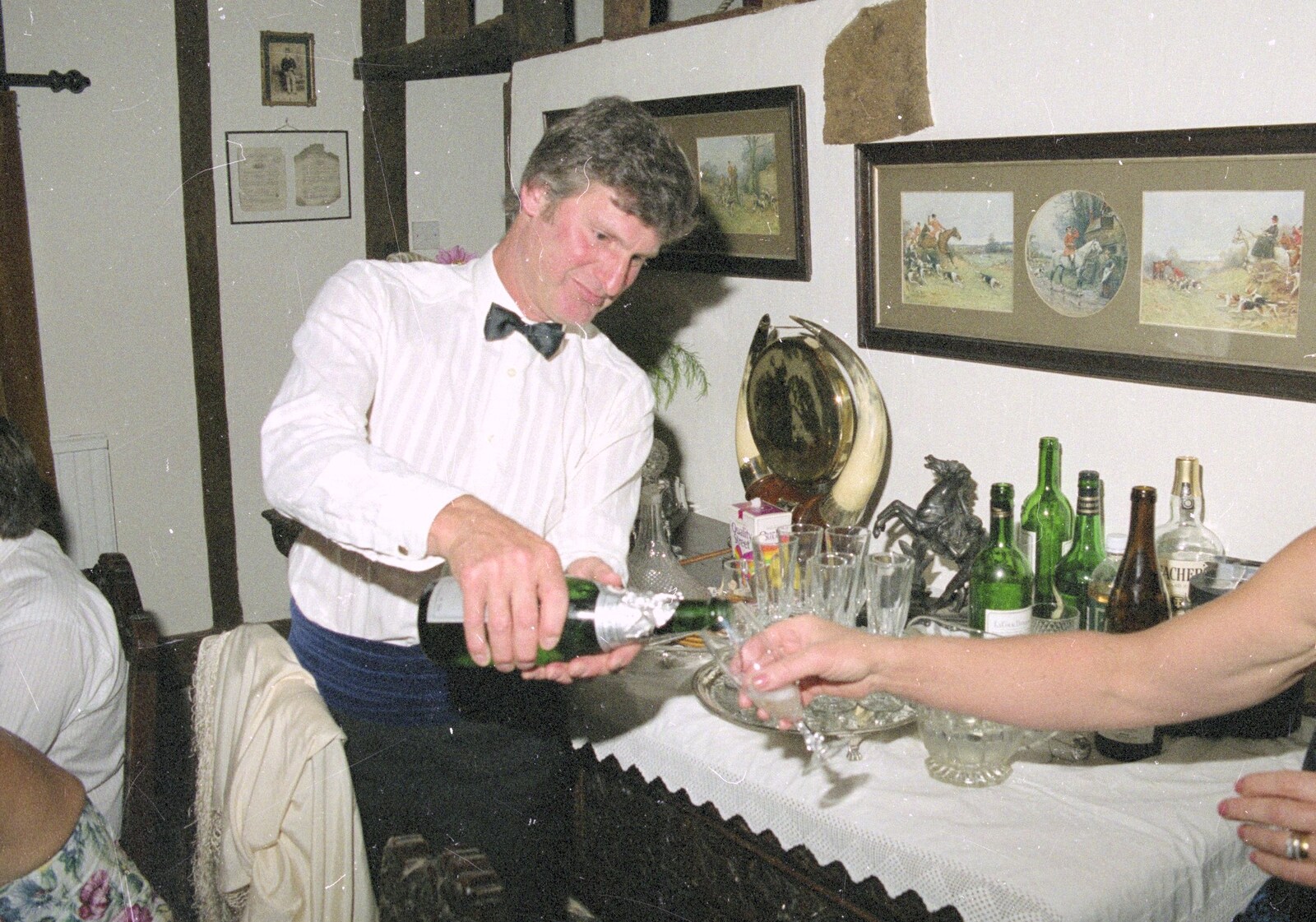 Geoff does a bit more pouring from Nosher's Dinner Party, Stuston, Suffolk - 14th September 1991