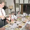 John pours some fizz, Nosher's Dinner Party, Stuston, Suffolk - 14th September 1991