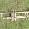 A photo of Badder's chum Sarah's trumpet, Nosher's Dinner Party, Stuston, Suffolk - 14th September 1991