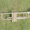 A photo of Badder's chum Sarah's trumpet, Nosher's Dinner Party, Stuston, Suffolk - 14th September 1991