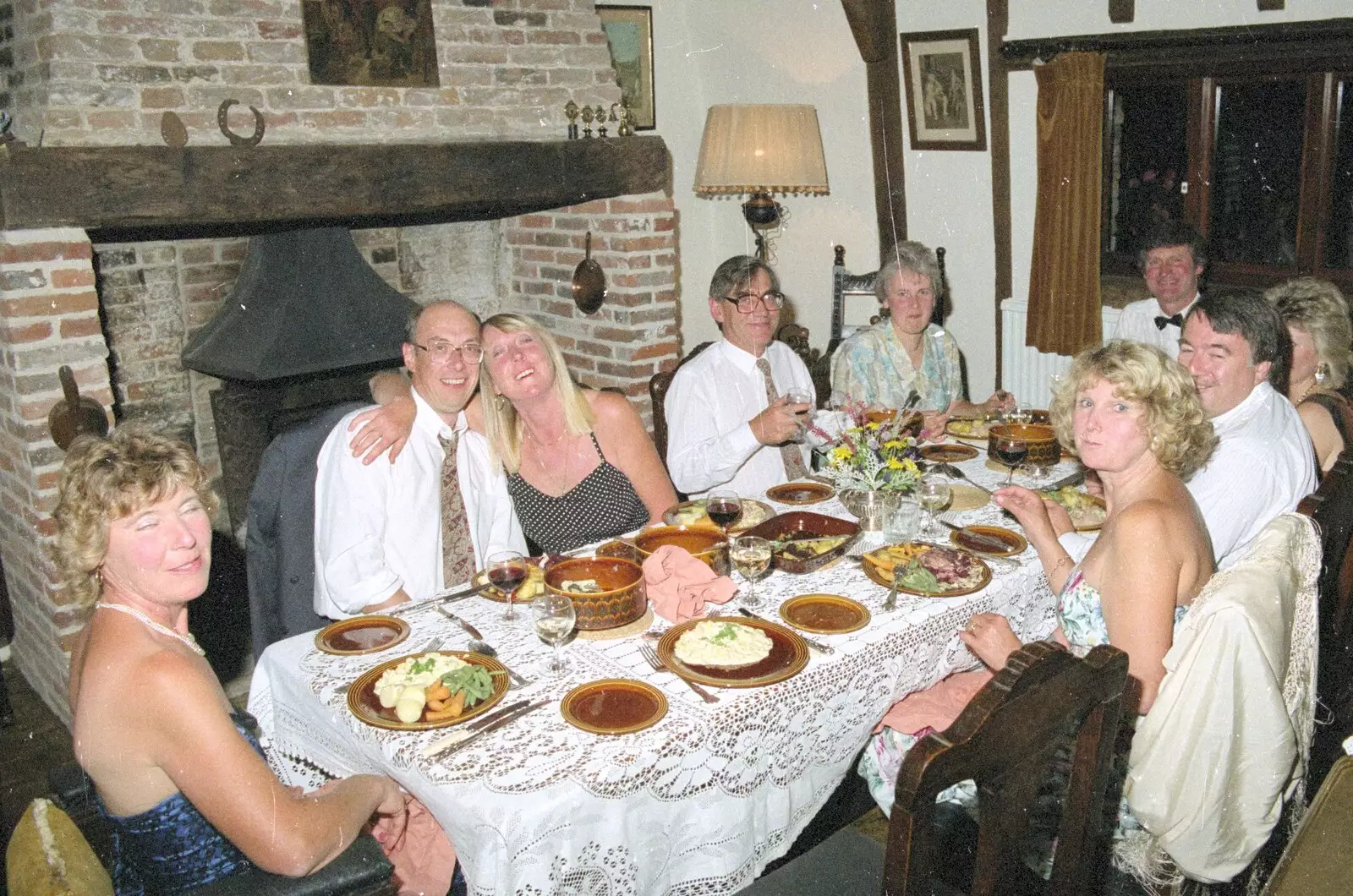 The whole gang around the table, from Nosher's Dinner Party, Stuston, Suffolk - 14th September 1991