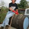 Brenda fills up a barrel, Cider Making, Stuston, Suffolk - 14th October 1991