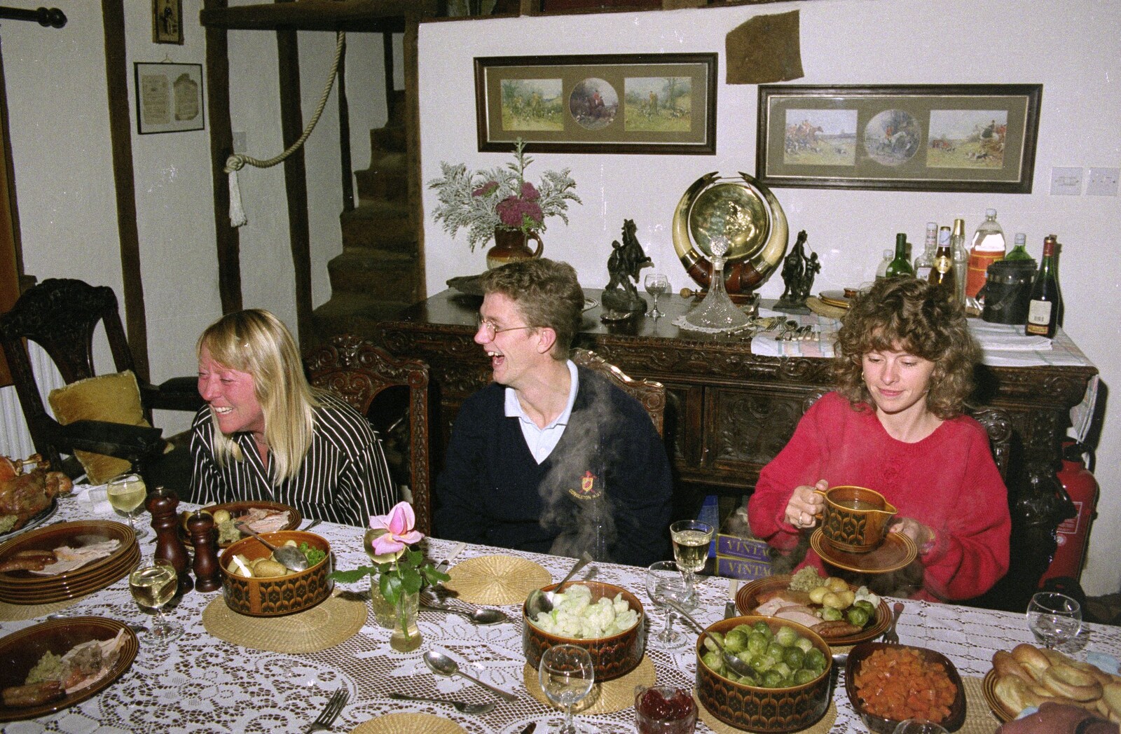 Sue, Andy and Mel from Cider Making, Stuston, Suffolk - 14th October 1991