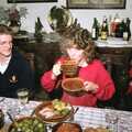 Mel takes a swig of gravy, Cider Making, Stuston, Suffolk - 14th October 1991