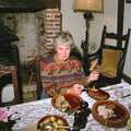 Linda pokes the chipolatas, Cider Making, Stuston, Suffolk - 14th October 1991