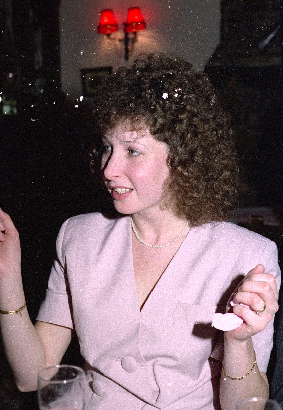 Allison in the White Horse from Bonfire Night and Printec at the Stoke Ash White Horse, Suffolk - 5th November 1991