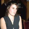 Kelly looks serious, Bonfire Night and Printec at the Stoke Ash White Horse, Suffolk - 5th November 1991