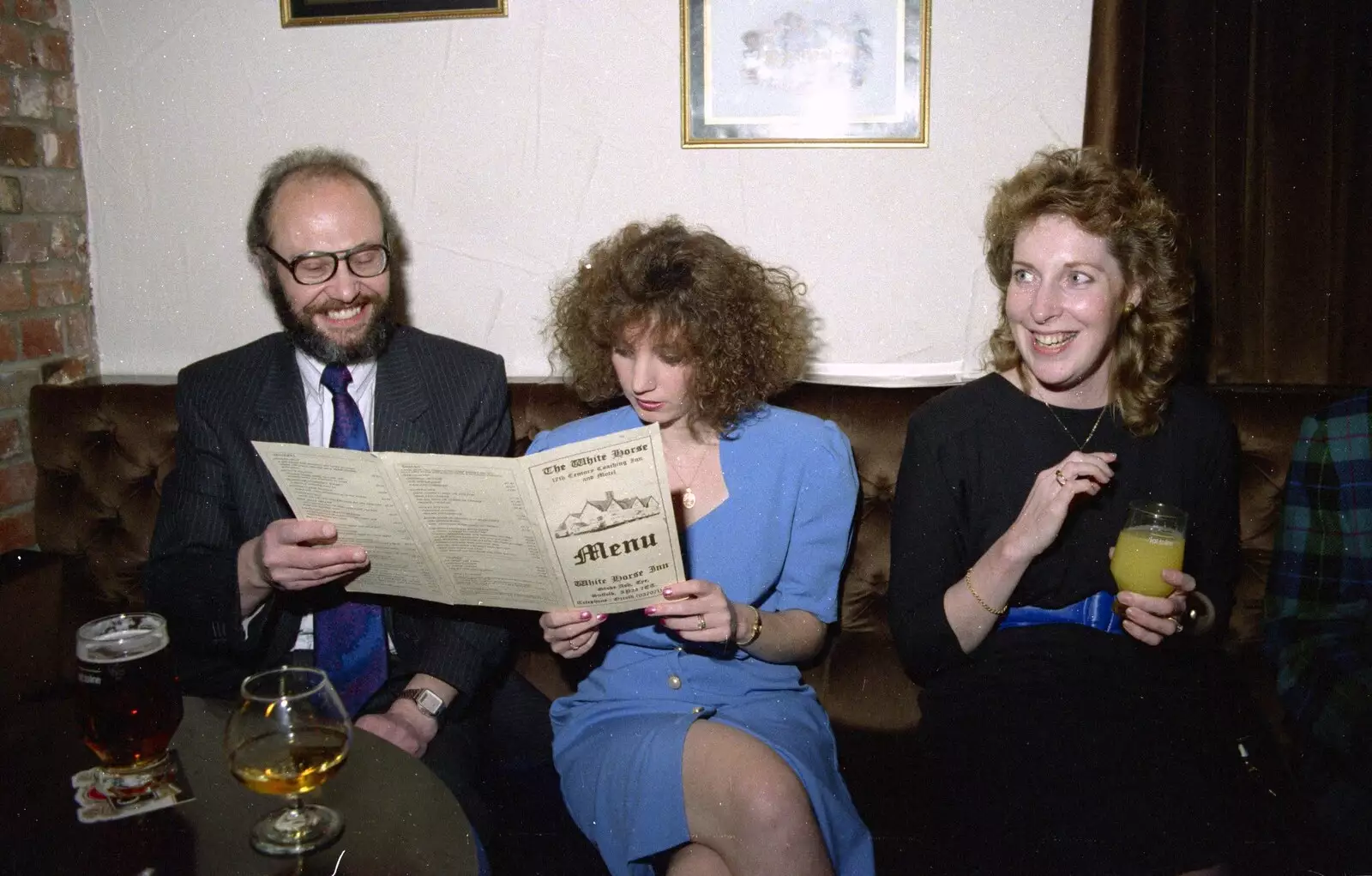 Baz and Monique check the menu out, from Bonfire Night and Printec at the Stoke Ash White Horse, Suffolk - 5th November 1991