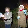 Monique shrieks as her sparkler goes off, Bonfire Night and Printec at the Stoke Ash White Horse, Suffolk - 5th November 1991