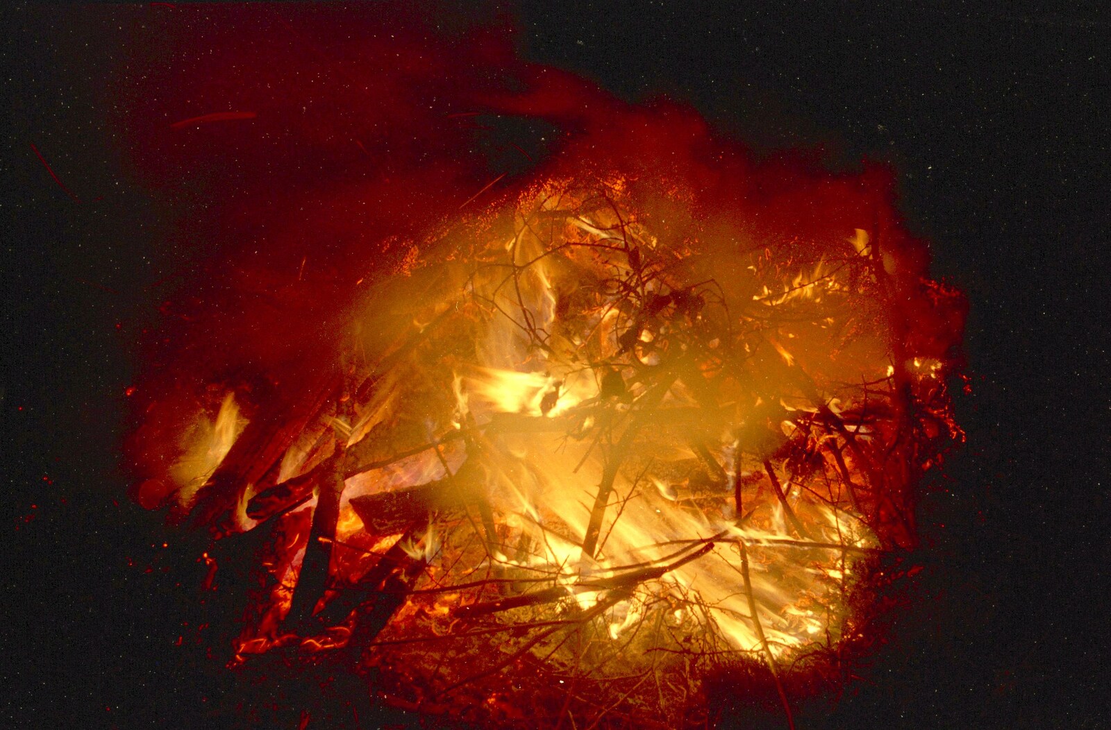 A ball of fire from Bonfire Night and Printec at the Stoke Ash White Horse, Suffolk - 5th November 1991
