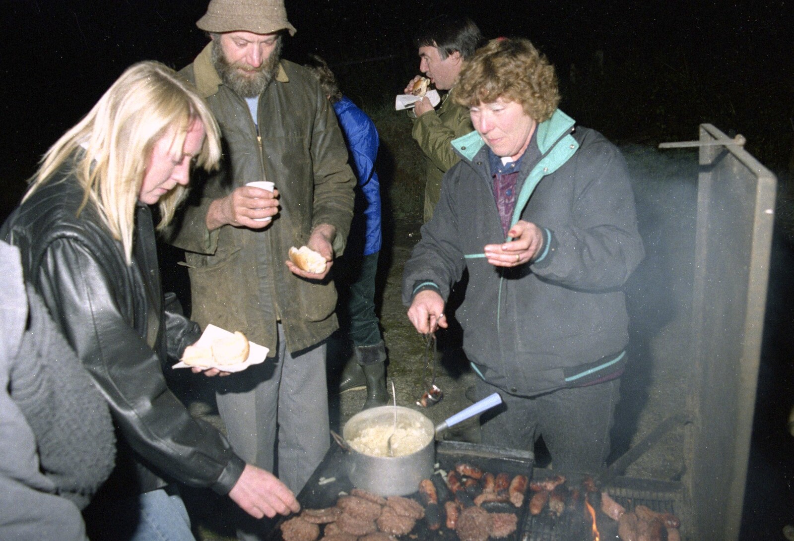 It's time for burgers and sausages from Bonfire Night and Printec at the Stoke Ash White Horse, Suffolk - 5th November 1991