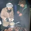 Brenda looks after the barbeque, Bonfire Night and Printec at the Stoke Ash White Horse, Suffolk - 5th November 1991