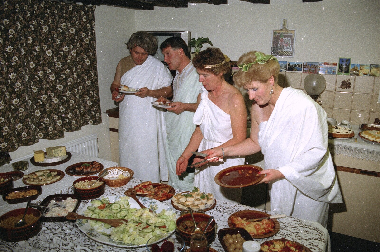 A big pile of food for a Roman toga party from Geoff and Brenda's Pre-Christmas Toga Party, Stuston, Suffolk - 17th December 1991