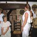 Sue gets more toga adjustment, Geoff and Brenda's Pre-Christmas Toga Party, Stuston, Suffolk - 17th December 1991
