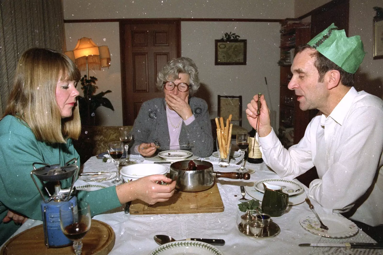 Grandmother chokes on the chocolate fondue, from Christmas in Devon and Stuston - 25th December 1991