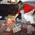 Mother is surrounded by a pile of presents, Christmas in Devon and Stuston - 25th December 1991