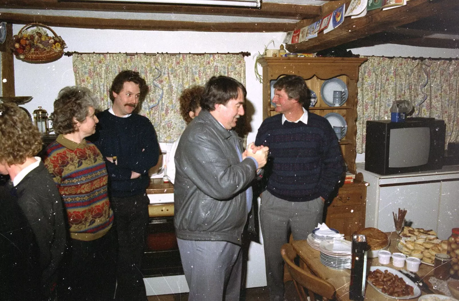 Milling around in Kipper's kitchen, from Christmas in Devon and Stuston - 25th December 1991