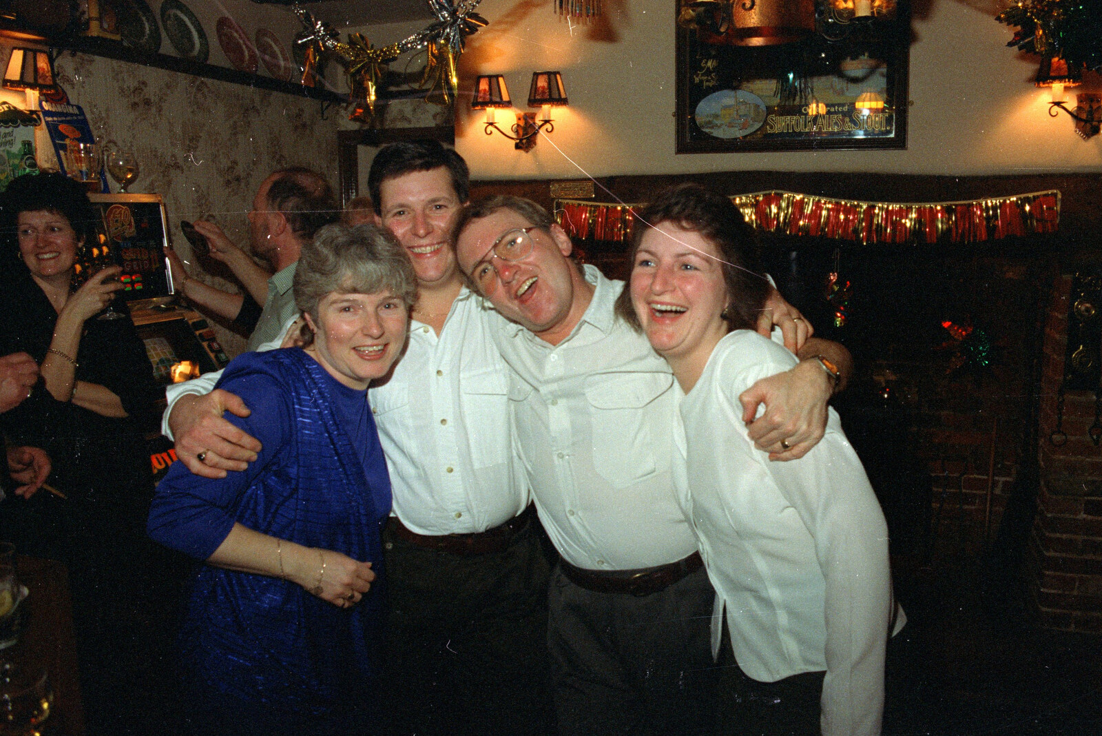 Spam, Barry, John Willy and Davina from New Year's Eve at the Swan Inn, Brome, Suffolk - 31st December 1991