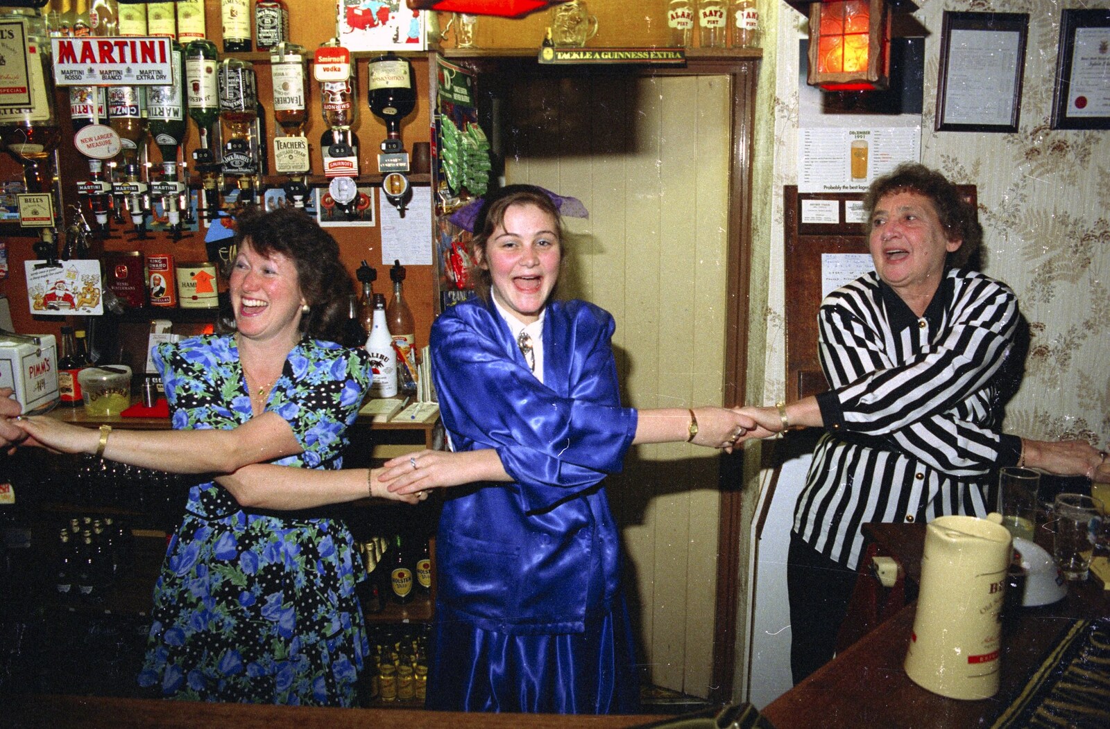 Sylvia, Claire and Nana from New Year's Eve at the Swan Inn, Brome, Suffolk - 31st December 1991
