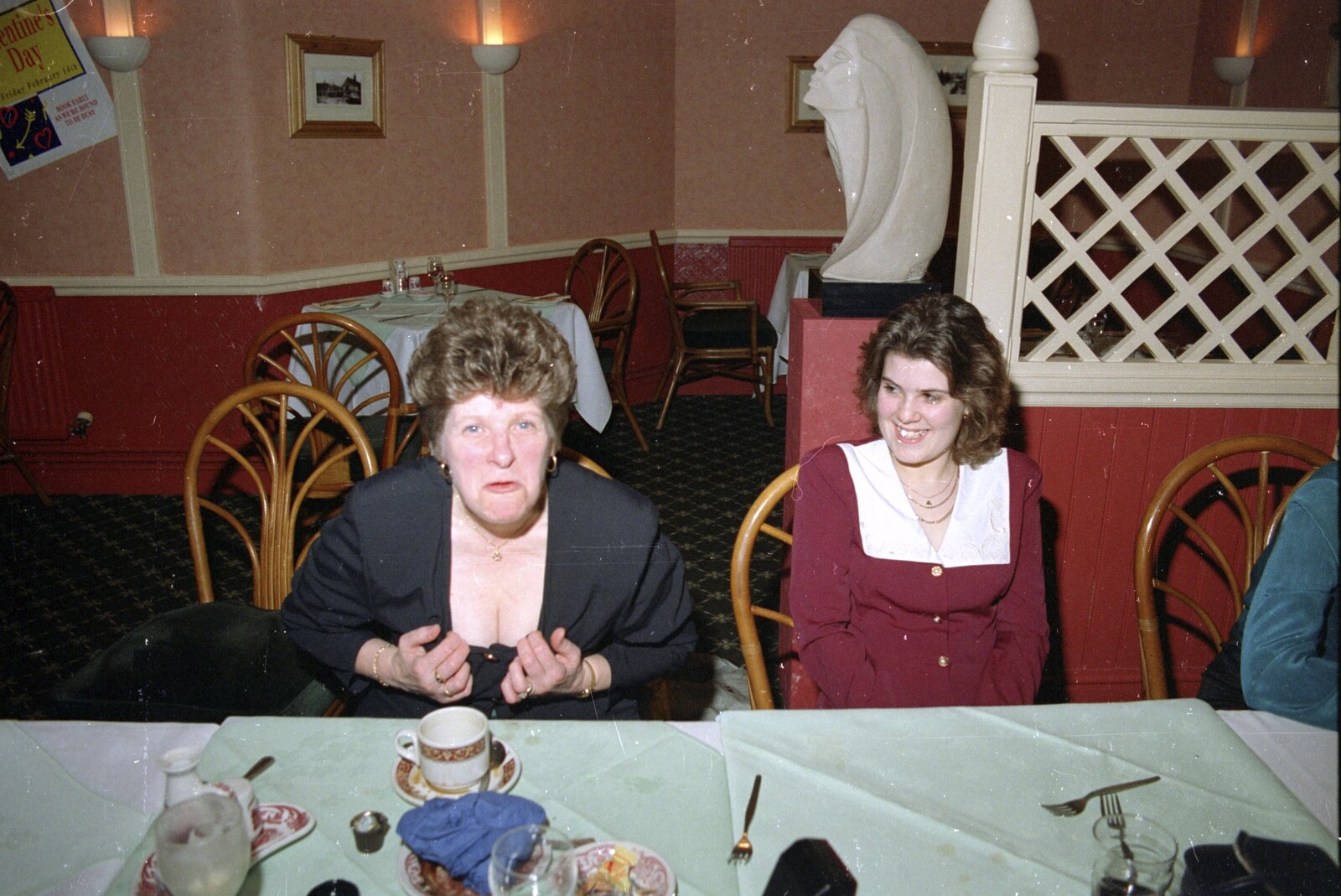 Pam Frosdyke pretends to get her boobs out from Printec at the Park Hotel, Diss, Norfolk - 14th January 1992