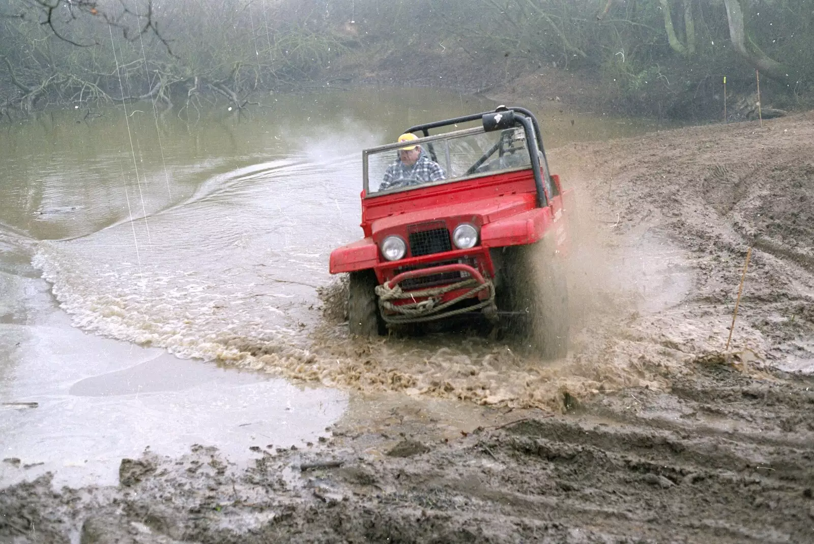 A bit of serious off-roading in a muddy pond, from Printec at the Park Hotel, Diss, Norfolk - 14th January 1992