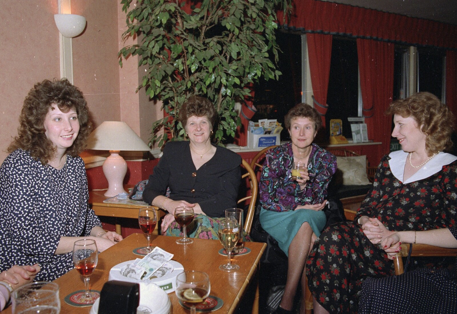 Alison, Pam, Wendy and Jackie in the bar from Printec at the Park Hotel, Diss, Norfolk - 14th January 1992