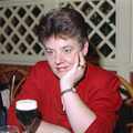 Crispy looks wistful over her half of Guinness, Printec at the Park Hotel, Diss, Norfolk - 14th January 1992