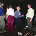 Mike, Badger, Brenda and Geoff stand around, A Ceilidh and a Walk Across the Common, Stuston - 26th February 1992
