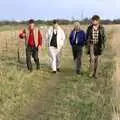 Geoff, Mick, ? and Mike stride around, A Ceilidh and a Walk Across the Common, Stuston - 26th February 1992