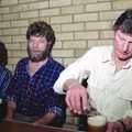 Geoff tops up his beer, A Ceilidh and a Walk Across the Common, Stuston - 26th February 1992