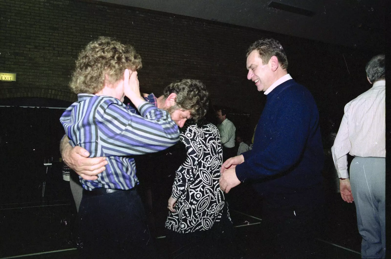 Brenda covers her face up, from A Ceilidh and a Walk Across the Common, Stuston - 26th February 1992