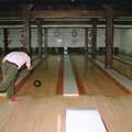 Geoff lobs a bowling ball down the lane, A Trip to Center Parcs, Eemhof, Netherlands - 24th March 1992